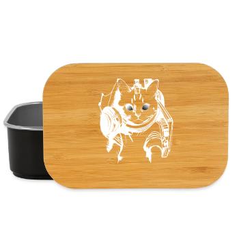 DJ Katze in Weiß - Lunch Box - Schwarz - Vorne