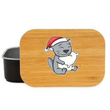 British Shorthair Cat Noël Sommeil Fatigué - Boîte à goûter - noir - Devant