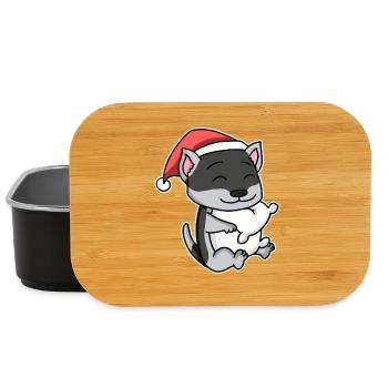 Husky Sibérien Chien Noël Sommeil Fatigué - Boîte à goûter - noir - Devant