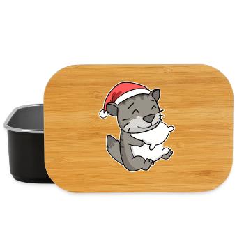 Chat sibérien Chat Noël Sommeil Fatigué - Boîte à goûter - noir - Devant