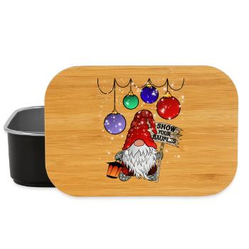Lustiger Weihnachts Zwerg Gnom Wichtel - Lunch Box - Schwarz - Vorne