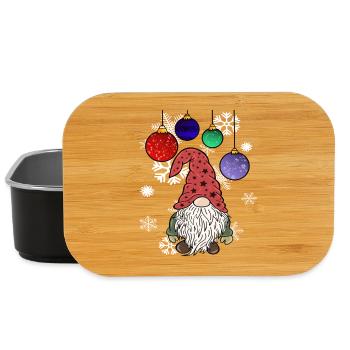 Gnome Christmas Elves with Snowflakes - Lunch Box - black - Front