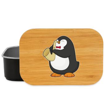 Penguin Musicien Saxophone Musique - Boîte à goûter - noir - Devant