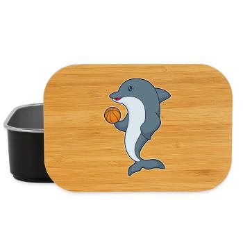 Dolphin Basketball Player Basketball - Lunch Box - black - Front