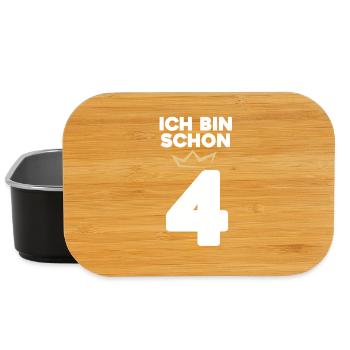4 Geburtstag - 4 Jahre mit Krone - Lunch Box - Schwarz - Vorne