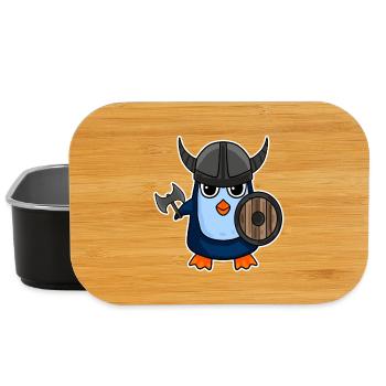 Motif de manchot viking - Boîte à goûter - noir - Devant