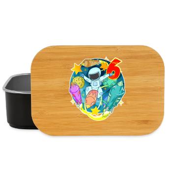 6th birthday 6 years young astronaut universe - Lunch Box - black - Front
