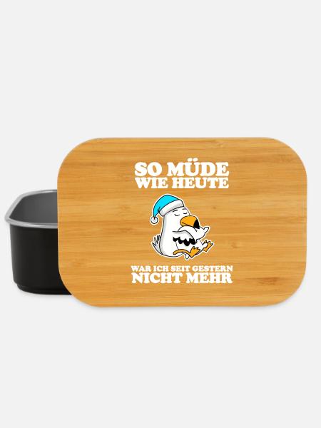 Müde Spruch lustig mit Möwe Motiv - Lunch Box - Schwarz