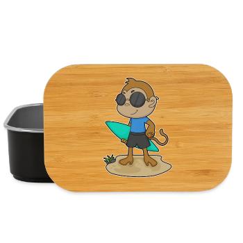 Monkey Surfing Surfboard Summer - Lunch Box - black - Front