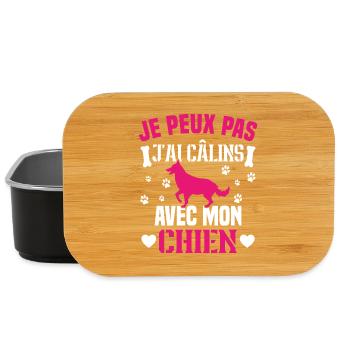 je peux pas j'ai câlins avec mon chien humour - Boîte à goûter - noir - Devant