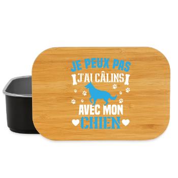 je peux pas j'ai câlins avec mon chien humour - Boîte à goûter - noir - Devant