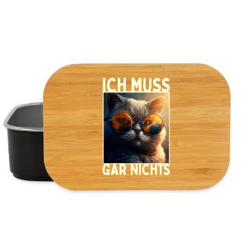 Katze Ich Muss Gar Nichts Nein Nö Faulenzer Katzen - Lunch Box - Schwarz - Vorne