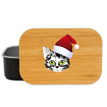 katze xmas weihnachten santa cat niedlich cute lol - Lunch Box - Schwarz - Vorne