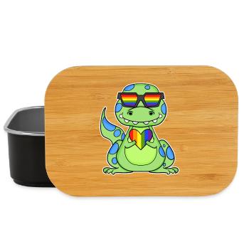 LGBT Tier Dinosaurier Regenbogen Herz - Lunch Box - Schwarz - Vorne