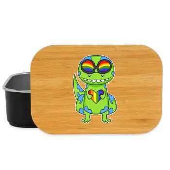 LGBT Tier Dinosaurier Regenbogen Herz - Lunch Box - Schwarz - Vorne