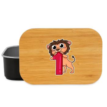 1 Jahre alt - 1 Geburtstag mit Tier Motiv - Lunch Box - Schwarz - Vorne