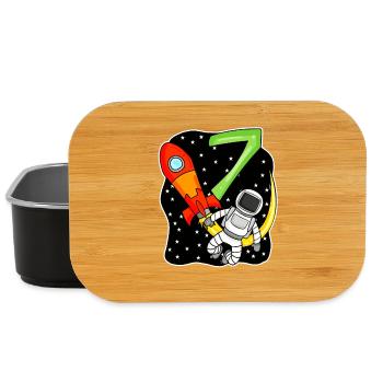 7e anniversaire - 7 ans Jeune astronaute - Boîte à goûter - noir - Devant