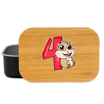 4 Jahre alt - 4. Geburtstag mit Tier Motiv - Lunch Box - Schwarz - Vorne