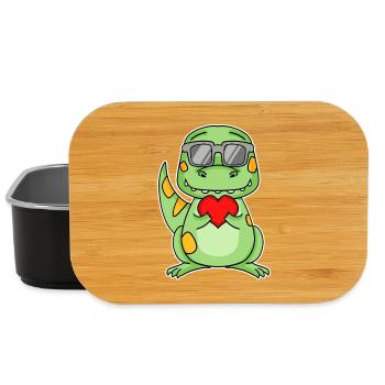 Dinosaurier mit Herz - Liebe Romantisch - Lunch Box - Schwarz - Vorne
