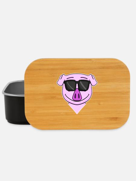 Schwein Kopf Tier - cooles Schwein - Lunch Box - Schwarz