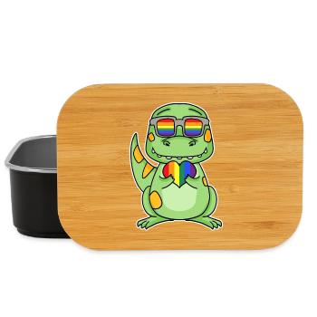 Gay Regenbogen Herz Dinosaurier - Lunch Box - Schwarz - Vorne