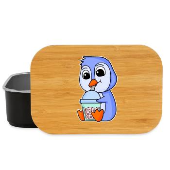 Motif de thé à bulles Pingouin - Boîte à goûter - noir - Devant