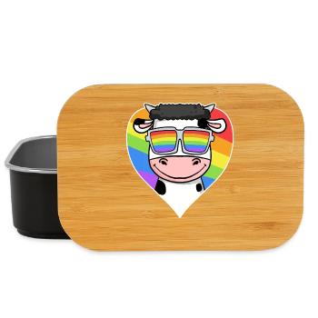 Gay Regenbogen Herz Tier kuh - Lunch Box - Schwarz - Vorne