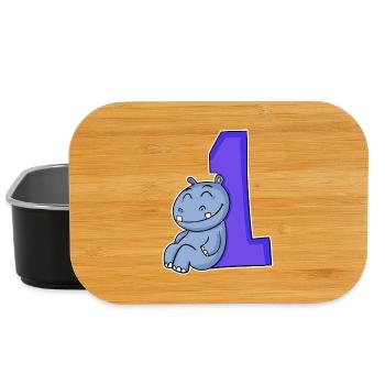 1 an - Inscription - Motif hippopotame - Gagner - Boîte à goûter - noir - Devant