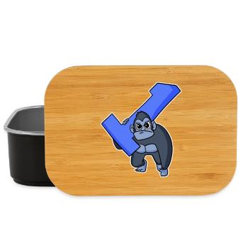 1 year old - school enrolment - monkey motif - Lunch Box - black - Front