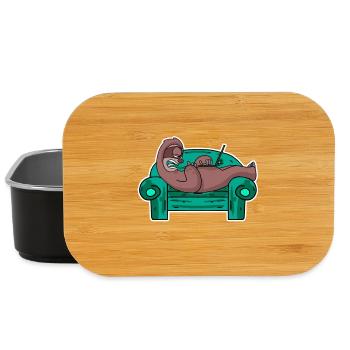 Faultier auf Sofa Laptop Mitarbeiter - Lunch Box - Schwarz - Vorne