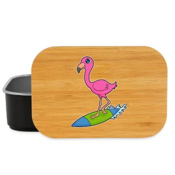 Flamingo Surfen Surfbrett Sommer - Lunch Box - Schwarz - Vorne
