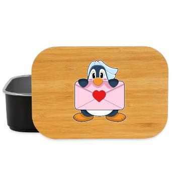 Penguin Bride Letter Wedding - Lunch Box - black - Front