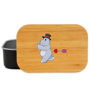 Nilpferd Bräutigam Zylinder Hochzeit - Lunch Box - Schwarz - Vorne
