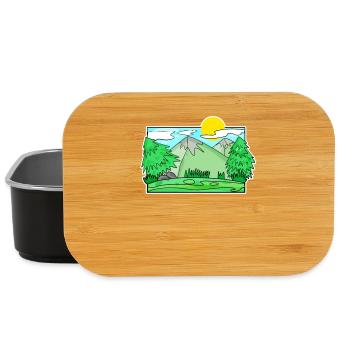 Mountain Mountains Mountain Peaks Forest - Lunch Box - black - Front