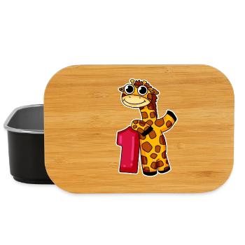 1 Jahr alt - Einschulung - Giraffe Motiv - Lunch Box - Schwarz - Vorne