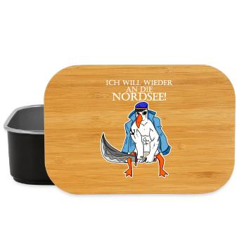 Nordsee Plattdeutsch Spruch Moin Möwe - Lunch Box - Schwarz - Vorne