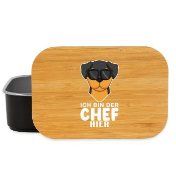 Cool Hund Rottweiler Chef Spruch - Lunch Box - Schwarz - Vorne