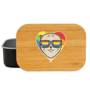 Rainbow - Dog with glasses - Miniature Spitz - Lunch Box - black - Front