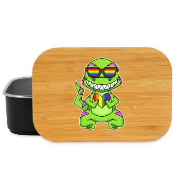 Gay Regenbogen Herz Dinosaurier - Lunch Box - Schwarz - Vorne