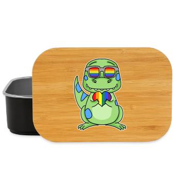 Gay Regenbogen Herz Dinosaurier - Lunch Box - Schwarz - Vorne