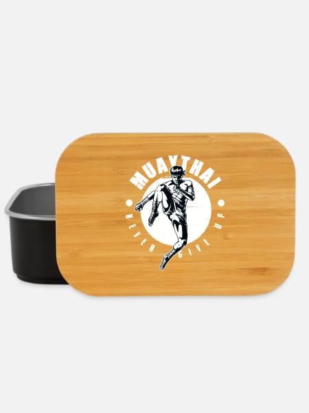Muay Thai Boxing Kickboxing Never Give Up MMA - Lunch Box - black