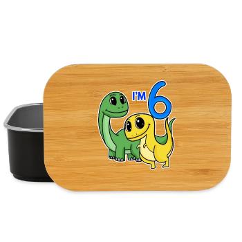 6 Jahre alt - 6. Geburtstag mit Tier Motiv - Dino - Lunch Box - Schwarz - Vorne