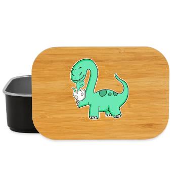 Dinosaur with baby dinosaur - Lunch Box - black - Front