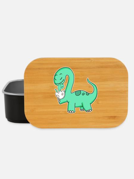 Dinosaure avec bébé dinosaure - Boîte à goûter - noir