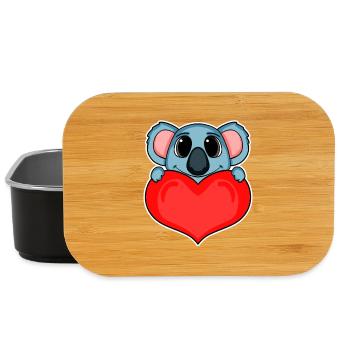 Koala avec cœur - Amour romantique - Boîte à goûter - noir - Devant
