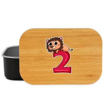 2 Jahre alt - 2. Geburtstag mit Tier Motiv - Lunch Box - Schwarz - Vorne