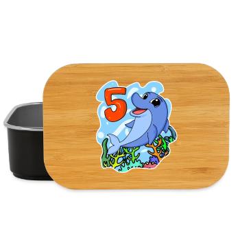 5 Years Old - 5th Birthday with Animal Motif - Lunch Box - black - Front