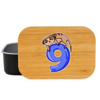 9 years old - 9th birthday with animal motif - Lunch Box - black - Front