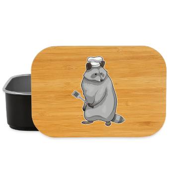 Waschbär Koch Pfannenwender Kochen - Lunch Box - Schwarz - Vorne