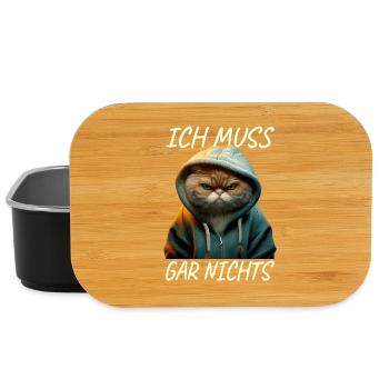 Katze Ich Muss Gar Nichts Nein Nö Faulenzer Katzen - Lunch Box - Schwarz - Vorne